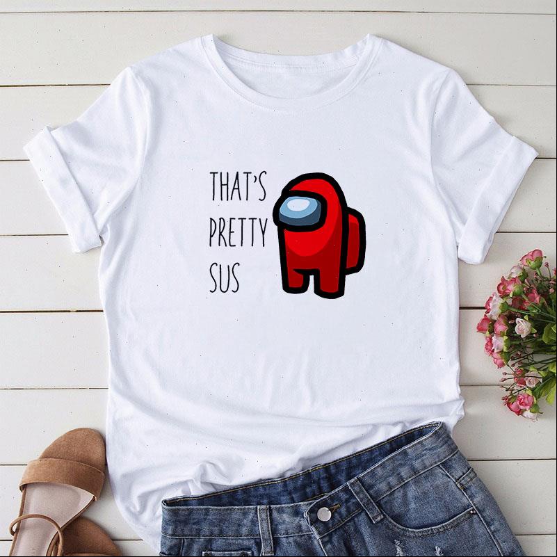 

Summer Womens T Shirts Game Among Us Shirt Women Tops Cartoon Graphic Tee Harajuku Fashion Tshirt Female Clothing, White