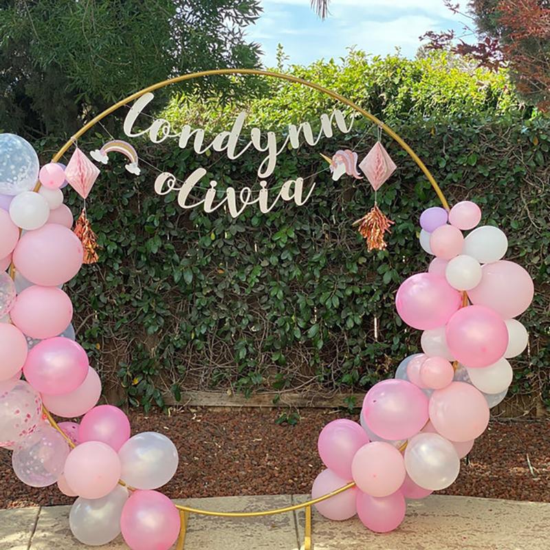 

Party Decoration Enhanced Wedding Props Shiny Gold Metal Hoop Balloon Circle Loop Flower Arch With Stand Birthday Home Celebration