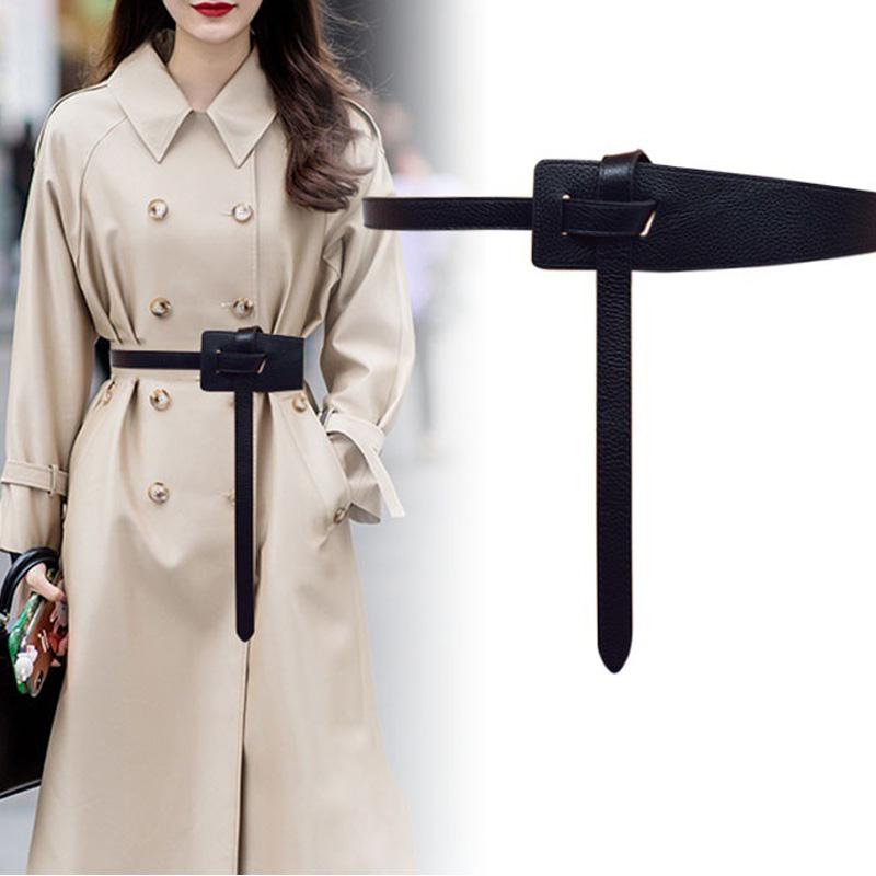 

Women's Belts Wide Leather Corset Belt Female Tie Obi Red Black Bow Waist Ladies Wedding Dress Overcoat Waistband, Black;brown