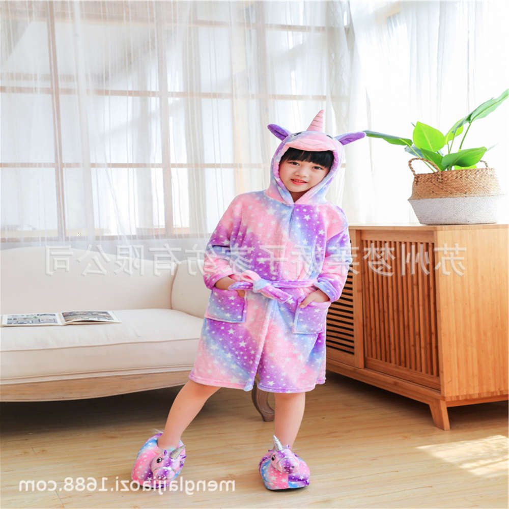 

style Tianma bathrobe flannel plus big fox horse cartoon children's home clothes Nightgown Pajamas animal