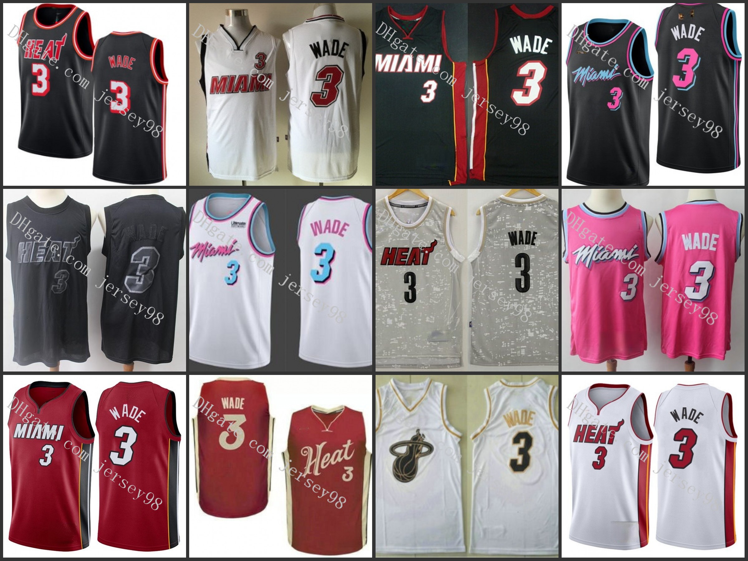 

Miami Heat men #3 Dwyane Wade retro Basketball Jersey, Black