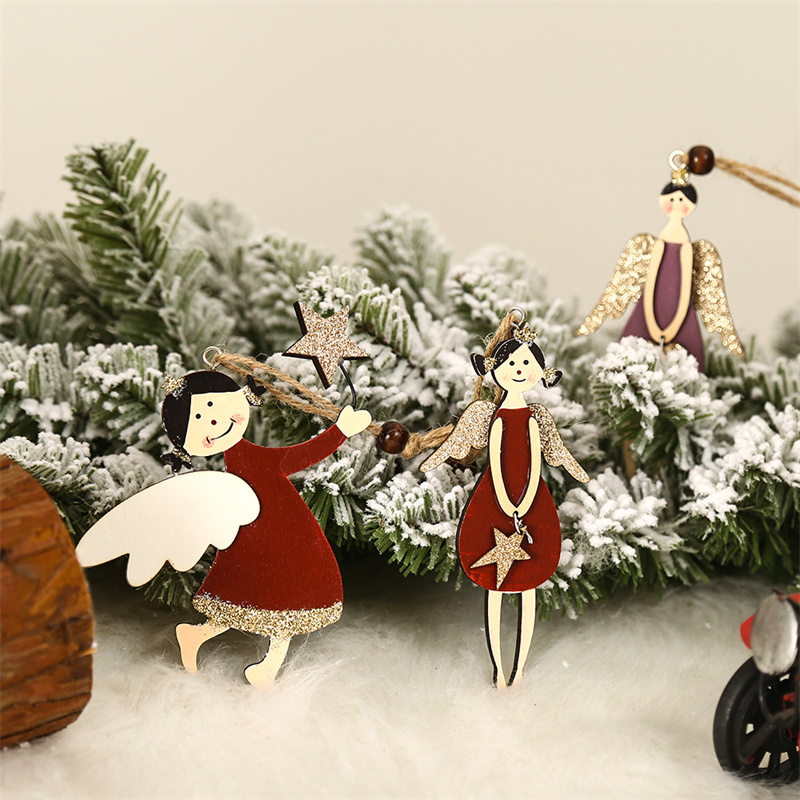 

Christmas Decoration Creative New Style Painted Hug Love Five-star Angel Pendant Christmas Tree Accessories Props Gifts