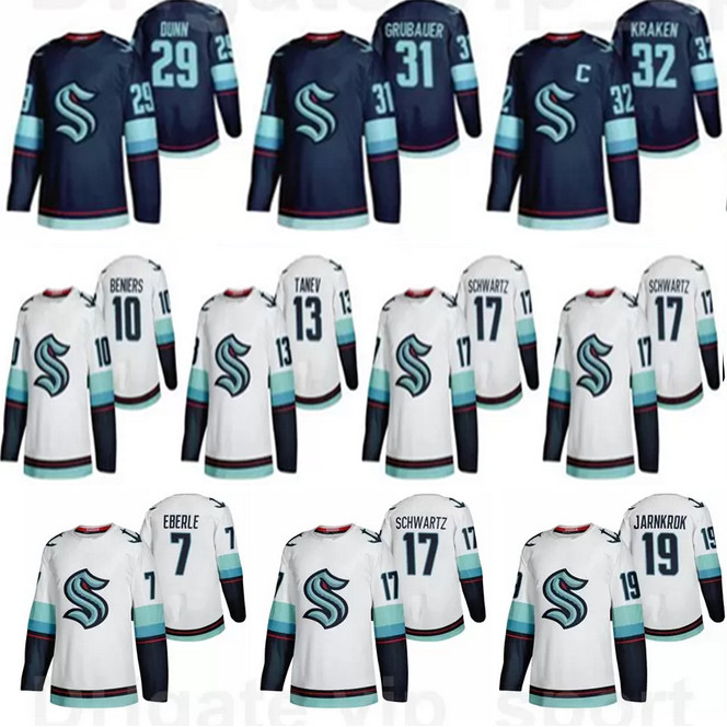 

2022 New Seattle Kraken Hockey Jerseys 5 Mark Giordano 6 Adam Larsson 7 Eberle 13 Brandon Tanev 16 Luke Henman 17 Jaden Schwartz Philipp Gru, Black;red