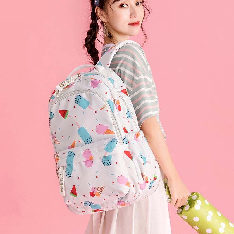 

School Bags Bag Female High Backpack Cartoon Pattern Mochila Large-capacity Rucksack Travel Daypack For Girls, Sky blue