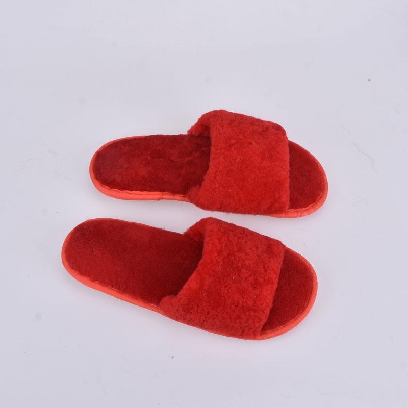 

Slippers Women Fashion Real Sheep Fur Slides Flat Hair Autumn Winter Warm Indoor Cute Girl, Black