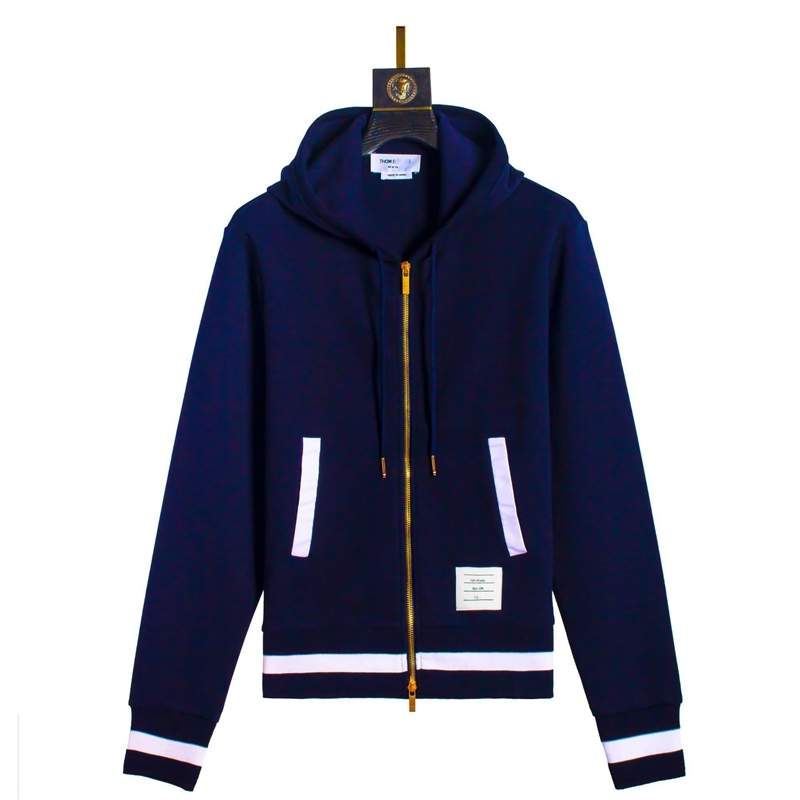 

Men's and women's all TB capsule top autumn winter cardigan Korean jacket long sleeve zipper hooded cotton sweater, Black