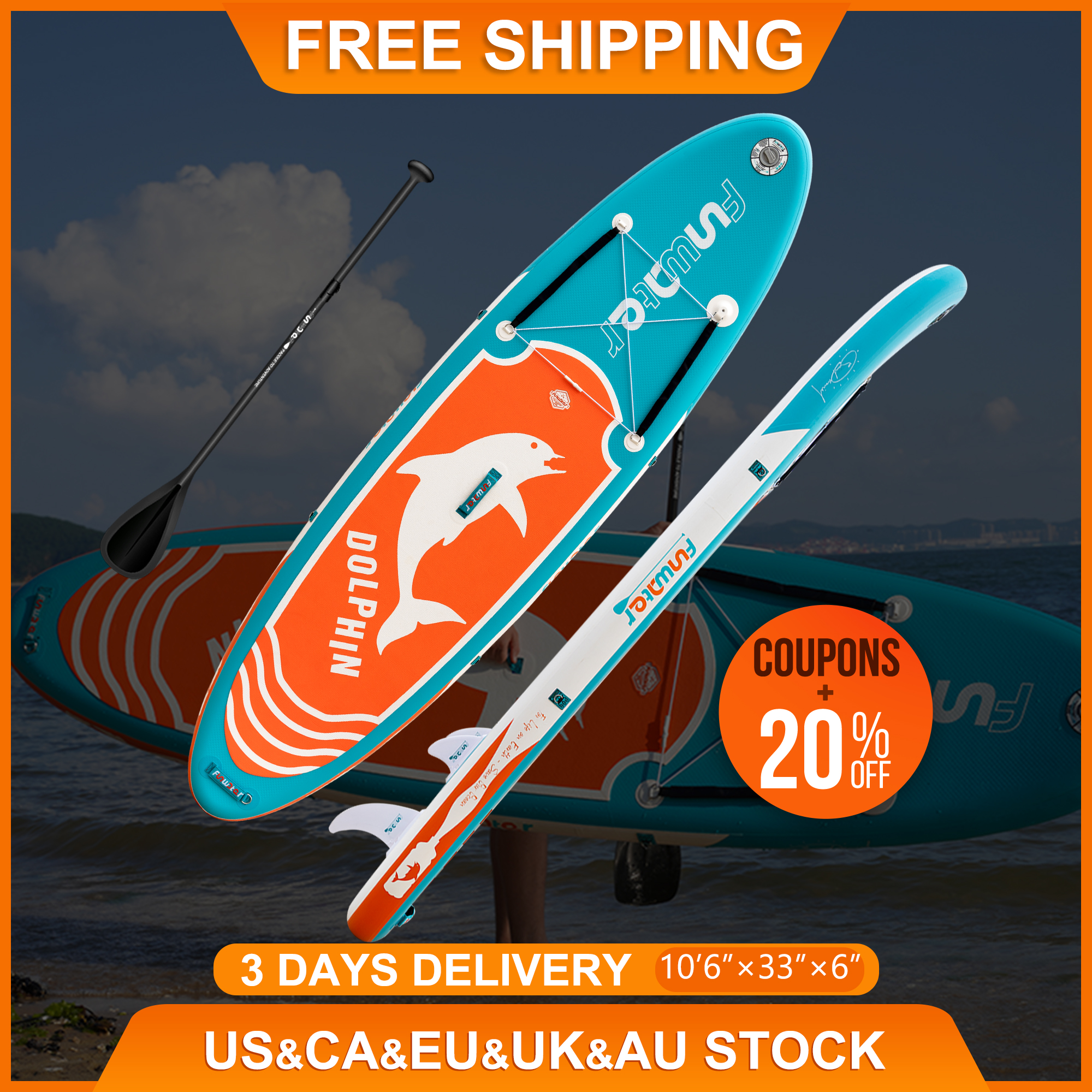 

Funwater inflatable paddle board Surfboard Padel dropshipping 335 Cm sup stand up paddleboard wholesale Ca US eu uk warehouse Paddle water sport surfing