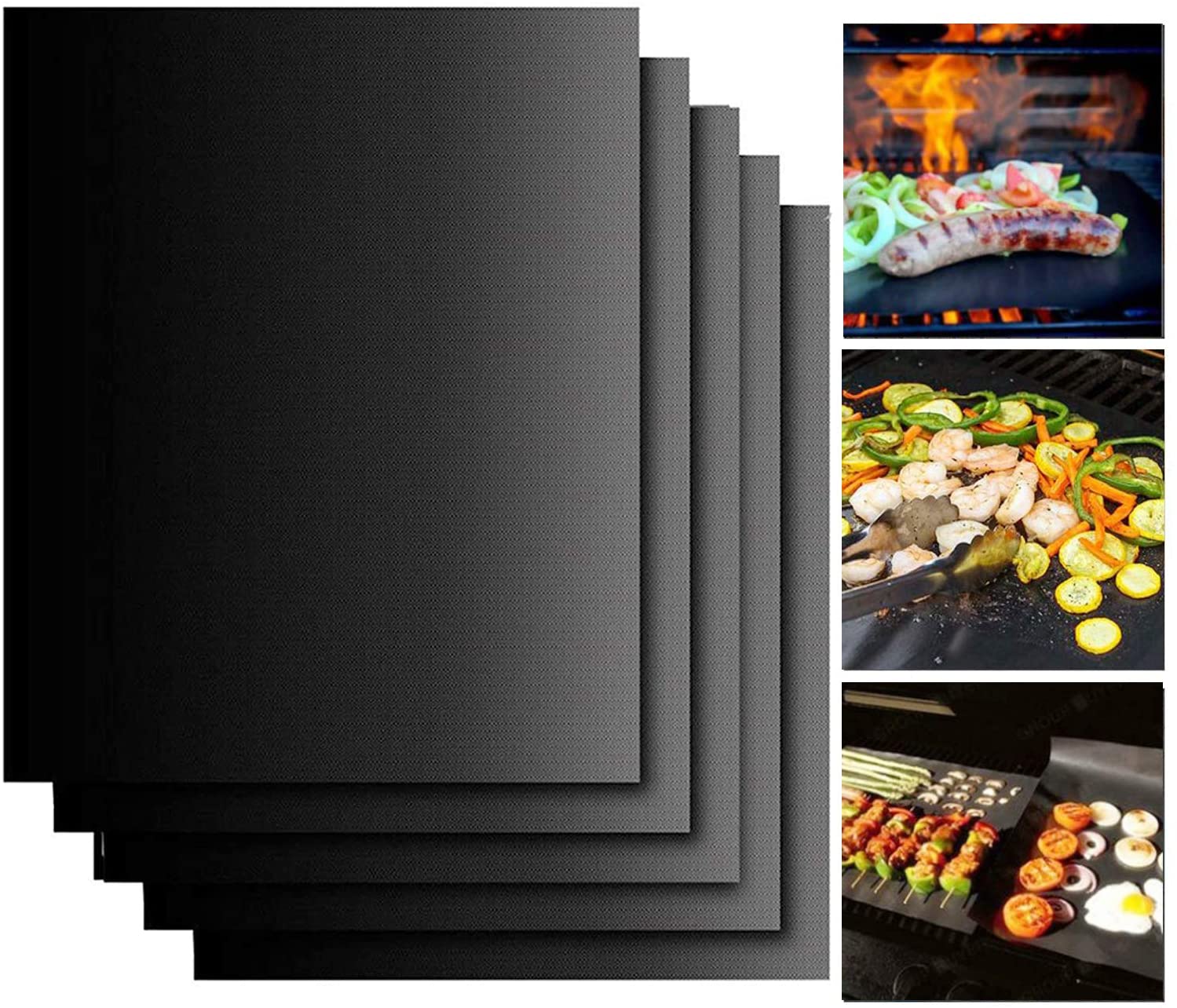 

Copper Grill Mat 33*40CM Heavy Duty BBQ Grill Mats Non Stick, BBQ Grill & Baking Mats Reusable Easy to Clean (Black)