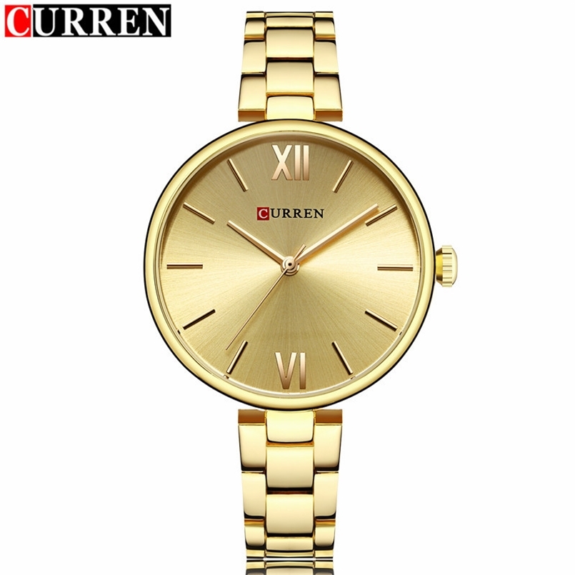 

Curren Gold Women Watches Luxury Brand Unique Simple Dress Female Wrist Ladies Waterproof Clock Relogio Feminino 210707, Rose-coffee