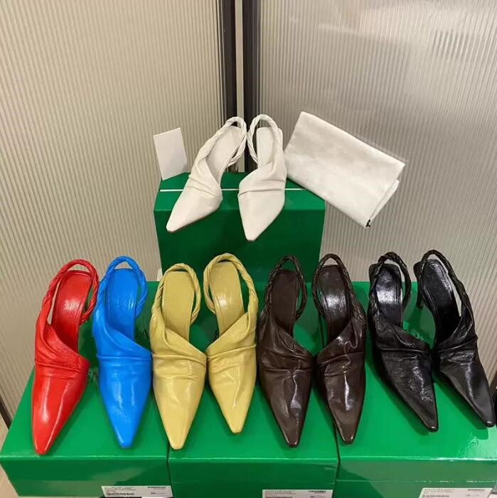 

Botega Shoes Heel High Women leather Sandals Runway Pointed Toe Low Heels Woman Bottes New real Lady Brand Design Mesh Bottega Flat 9CM, 26 3.5cm