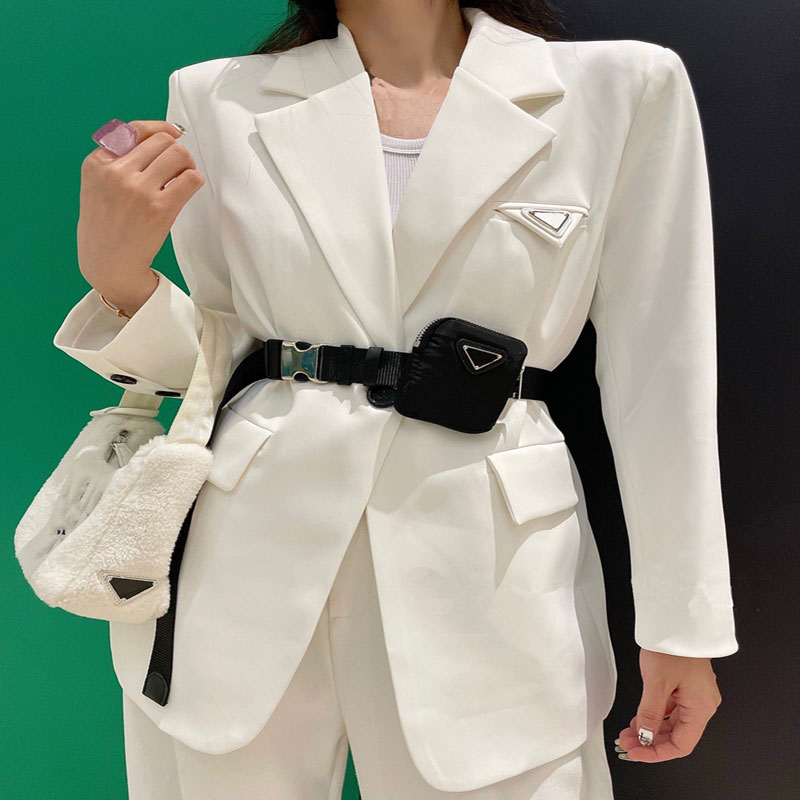 

Women Jacket Casual Blazers Style With Belt Corset Lady Slim Fashion Jackets Pocket Outwear Warm, White