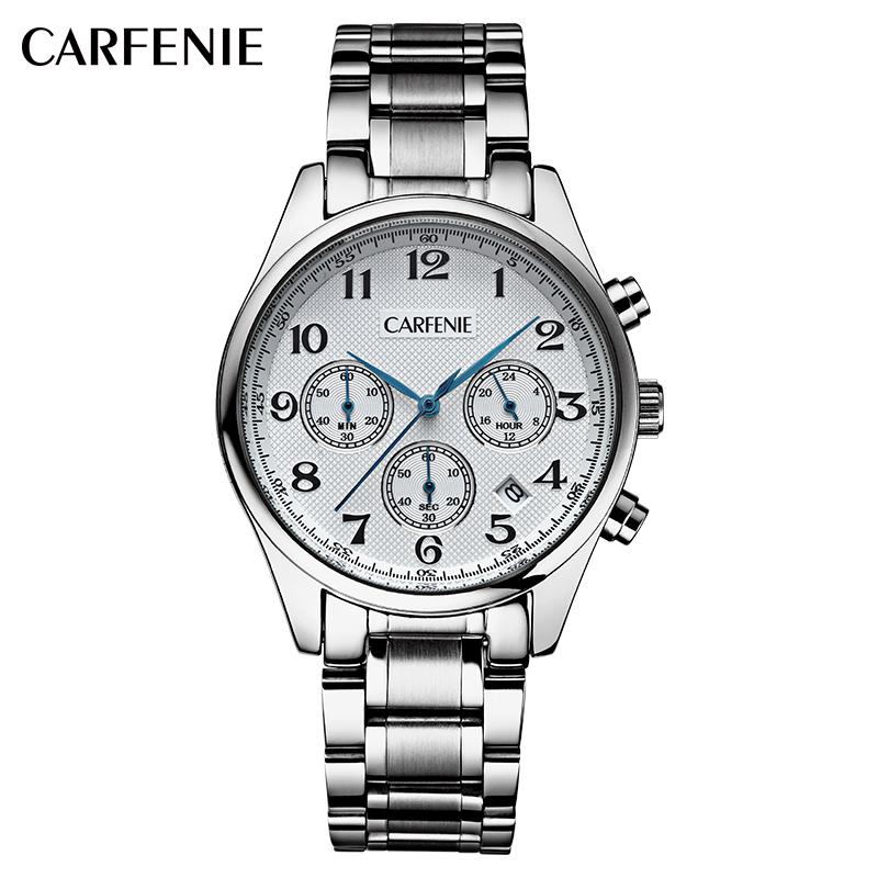 

Wristwatches 2021 Carfenie Mens Watches Top Quartz Chronograph Waterproof Watch Business Men Clock, Black