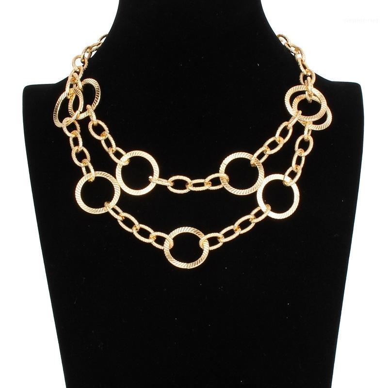 

Multilayer Long Chain Collar Choker Necklace Vintage Punk Geometric Round Women Jewelry Wholesale Chains