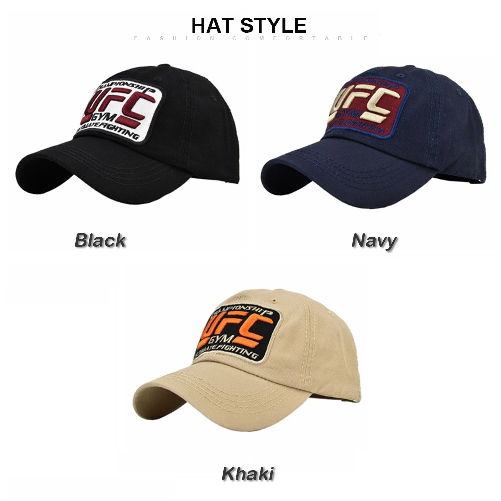 

baseball caps for men adjustable three-dimensional embroidery UFC 3D letters cotton spring and summer outdoor wide eaves sunshade fashion, A-3