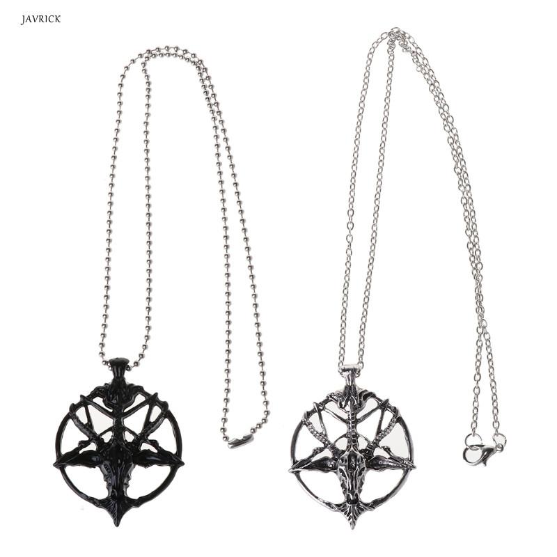 

Pentagram Sabbatic Goat Head Pendant Necklaces Baphomet LaVeyan LaVey Satainism