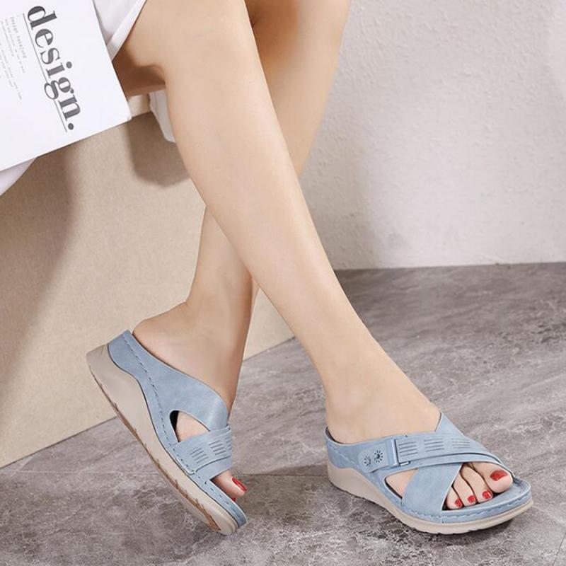 

Slippers Ladies Summer Open Toe Women Wedges Solid Color Shoes Casual Soft Breathable Sandals Outdoor Beach, Black