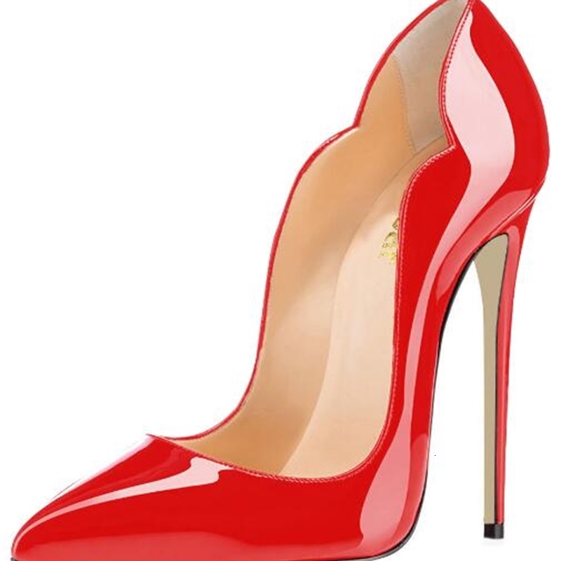 

Dress Shoes Pumps Brand Women High Red Bottom Black/nude Patent Leather Thin Heel 34-44 Without Box 186O, Red shiny