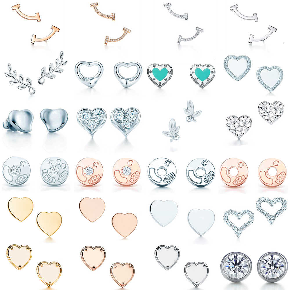

NEW 100% 925 Sterling Silver Blue Heart TIF Attractive Elegance Temperament Earrings World Fit Women Original Fashion Jewelry, Golden;silver