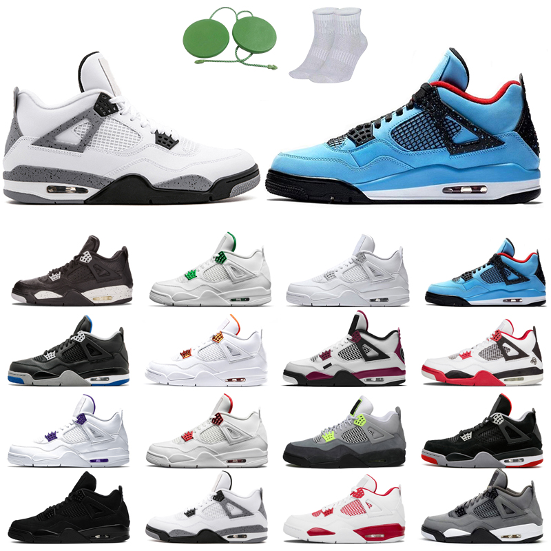 

4s man basketball shoes cool fashion color Black Cat court purple University Red Neon bred Alternate Motorsport orange metallic dark White Sports Grey Fire oreo Pine, Pine green