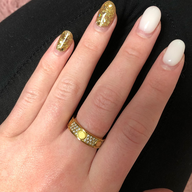 

LOGO luxury ring womens stainless steel rose gold couple zircon jewelry gifts for woman Accessories wholesale