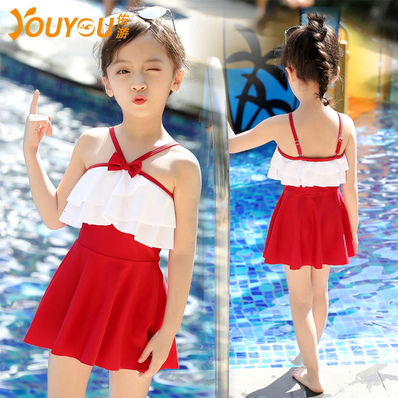 piece Children&#039;s girls&#039; one skirt swimsuit-image-671917005