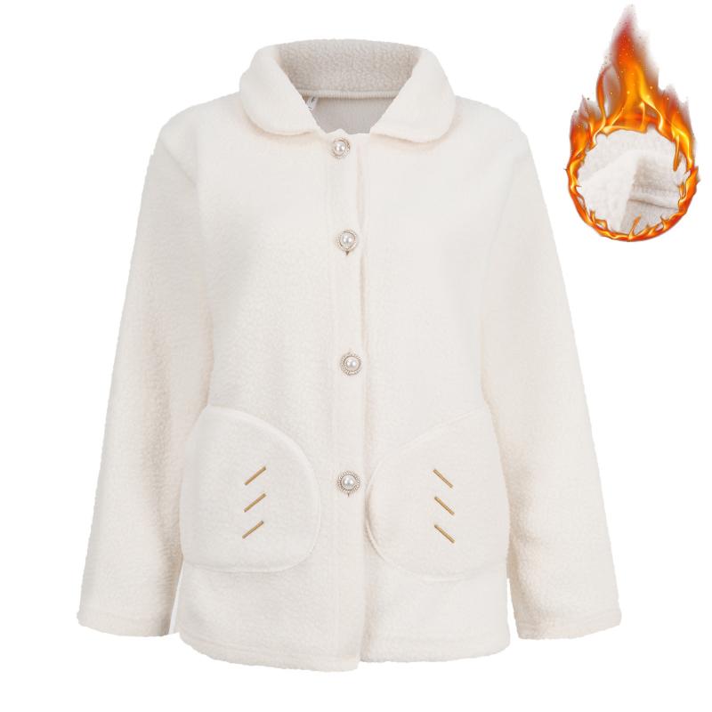 

Women's Jackets Jacket Autumn And Winter Long-Sleeved Lapel Single Breasted Buttoned Solid Color Plush Warm Windbreaker Outwear, Black;brown
