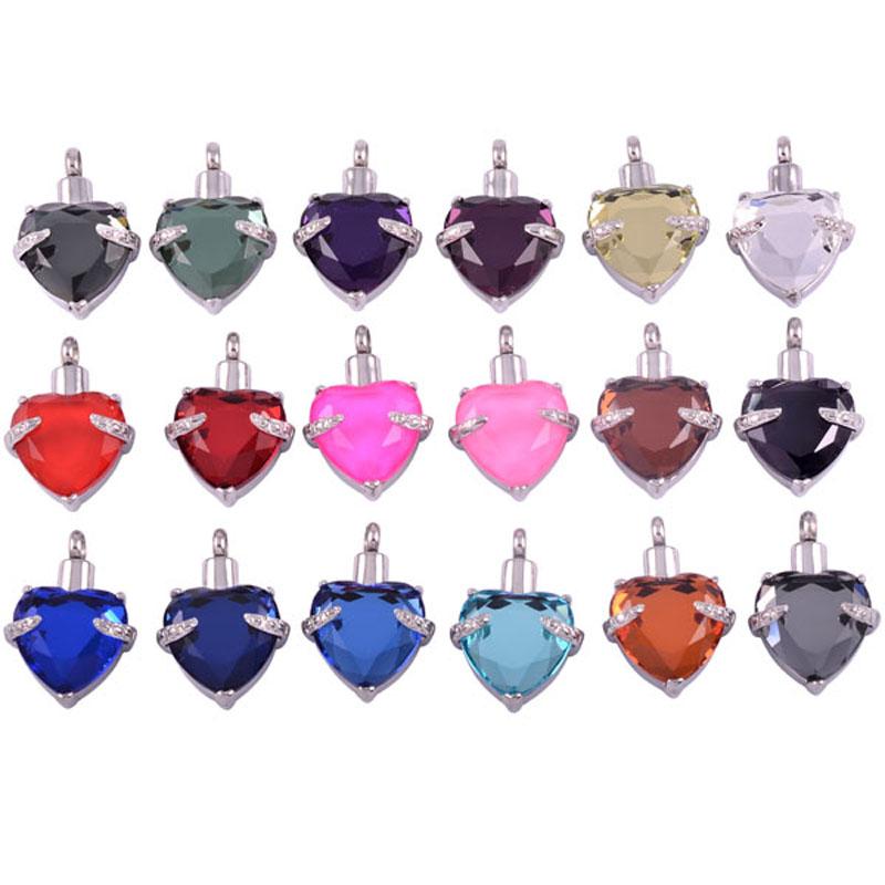 Pendant Necklaces IJD8072 Hold Multi-colour Birthstone Crystal Cremation Urn Jewelry Ashes Holder Keepsaek Memorial Pendant&Necklace Women G-image-697624042