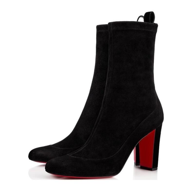 

Winter Brands Gena Bootie Red Bottom Boot Women Round Toe High Heels Perfect Designer Lady Ankle Booty Ladies Fashion Boots EU 35-43, Black