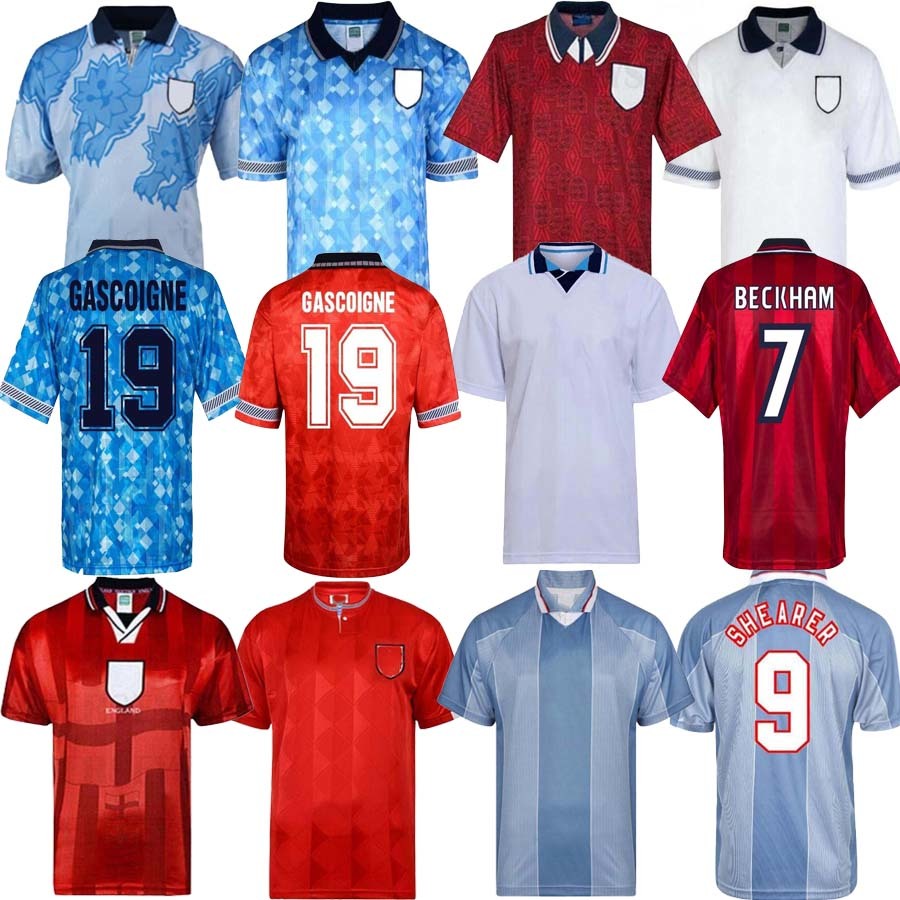 

1996 SHEARER retro soccer jersey Gascoigne McManaman SOUTHGATE classic vintage Sheringham 96 98 home away Beckham football shirt, Black