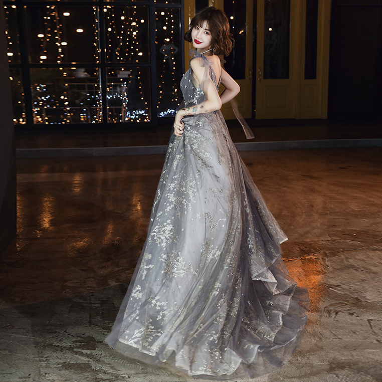 Robes de bal de luxe Blush rose Une ligne Bretelles spaghetti Cristaux perlés Floral Applique Wateau Train Strass longues Robes de soirée formell