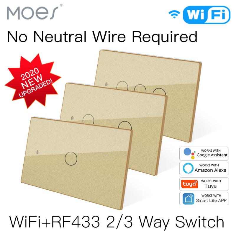 

Smart Home Control WiFi Light Switch RF433 No Neutral Wire Single Fire Life Tuya App Works With Alexa Google 110V 220V