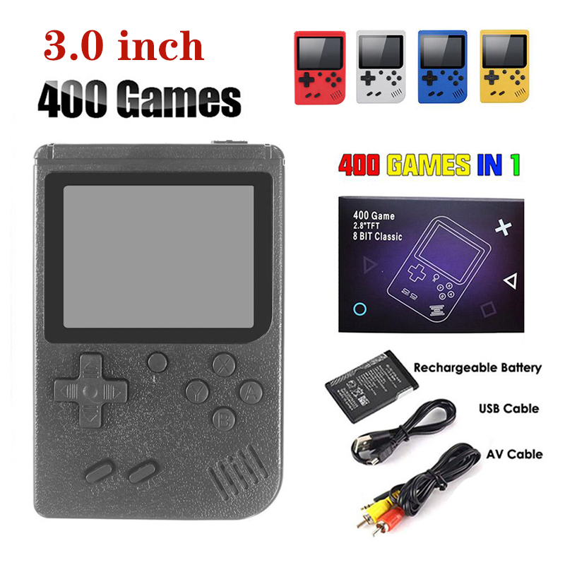 

Portable Handheld video Game Console Retro 8 bit Design 3-inch LCD 400 Classic Games -Supports Two Players AV Output 400-In 1 Pocket Gameboy