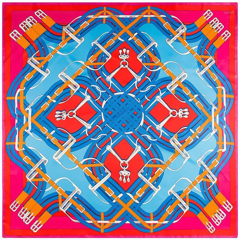 

Scarves Knotted Silk Scarf Printed Square Ladies Shawl Accessories 100% S45, Blue;gray