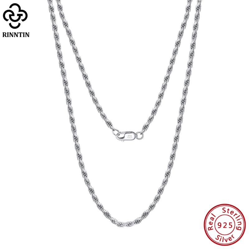 

Chains Rinntin 925 Sterling Silver 2.3mm Diamond-Cut Rope Chain Necklace For Women Men Fashion Luxury Jewelry Gift SC29