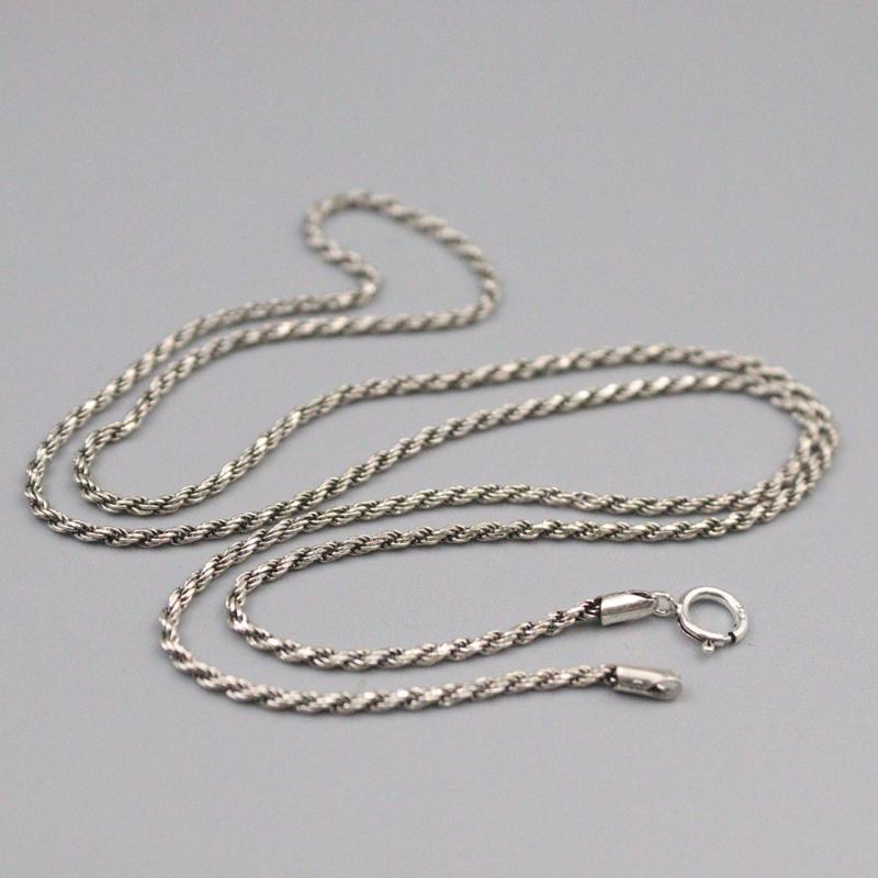 

Chains Fine Pure S925 Sterling Silver Chain Men 1.5mm Rope Link Necklace 20-30inch