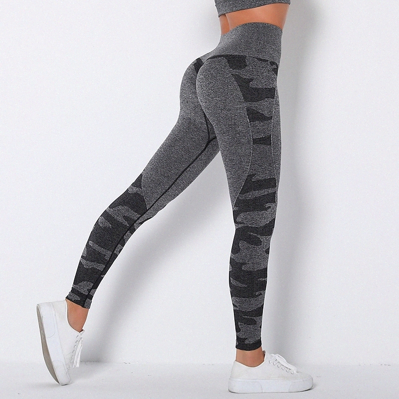 Women's Sporty Leggings Ankle-Length Pants Gym Yoga Stretchy Camouflage Comfort Sports High Waist Skinny Green Black Purple Pink Light gray