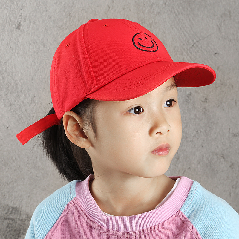 

Hats Cap Spring Summer Parent-Child Childrens Smiley Face Embroidered Soft Peaked Fashion All-Match Sun Protection for Men and Women, Childrens white