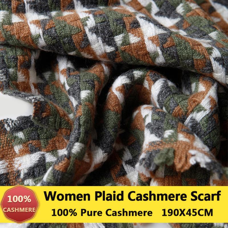 

Scarves 100% Pure Cashmere Women Palid Shawls And Wraps Winter Warm Thicken Scarf Foulard Femme For Ladies