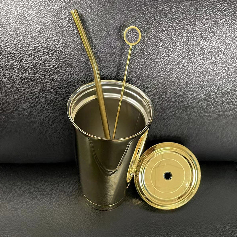 Starbucks Laser Golden Vacuum Stainless Steel Tumblers Sippy Water Bottle Coffee Cup Accompanying Cherry Blossom Series 473ml 304 X12142-image-747453772