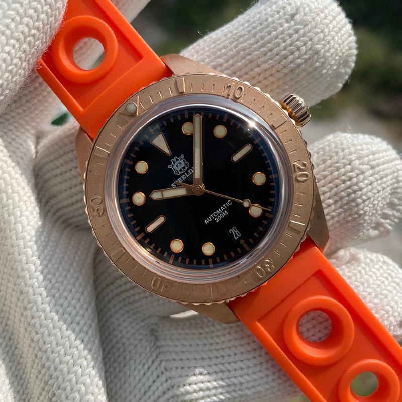 

Wristwatches STEELDIVE Official 200M Waterproof Watches Germany CUSN8 Bronze Case SD1965S Luminous Dial NH35 Movement Mechanical Dive Watch, 65s-or