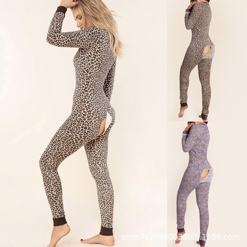 

Gym Clothing Sexy Women' Pijamas Onesies Button-down Front Functional Buttoned Flap V-neck Pajamas Adults Jumpsuit Pyjama Femme Sleepwear