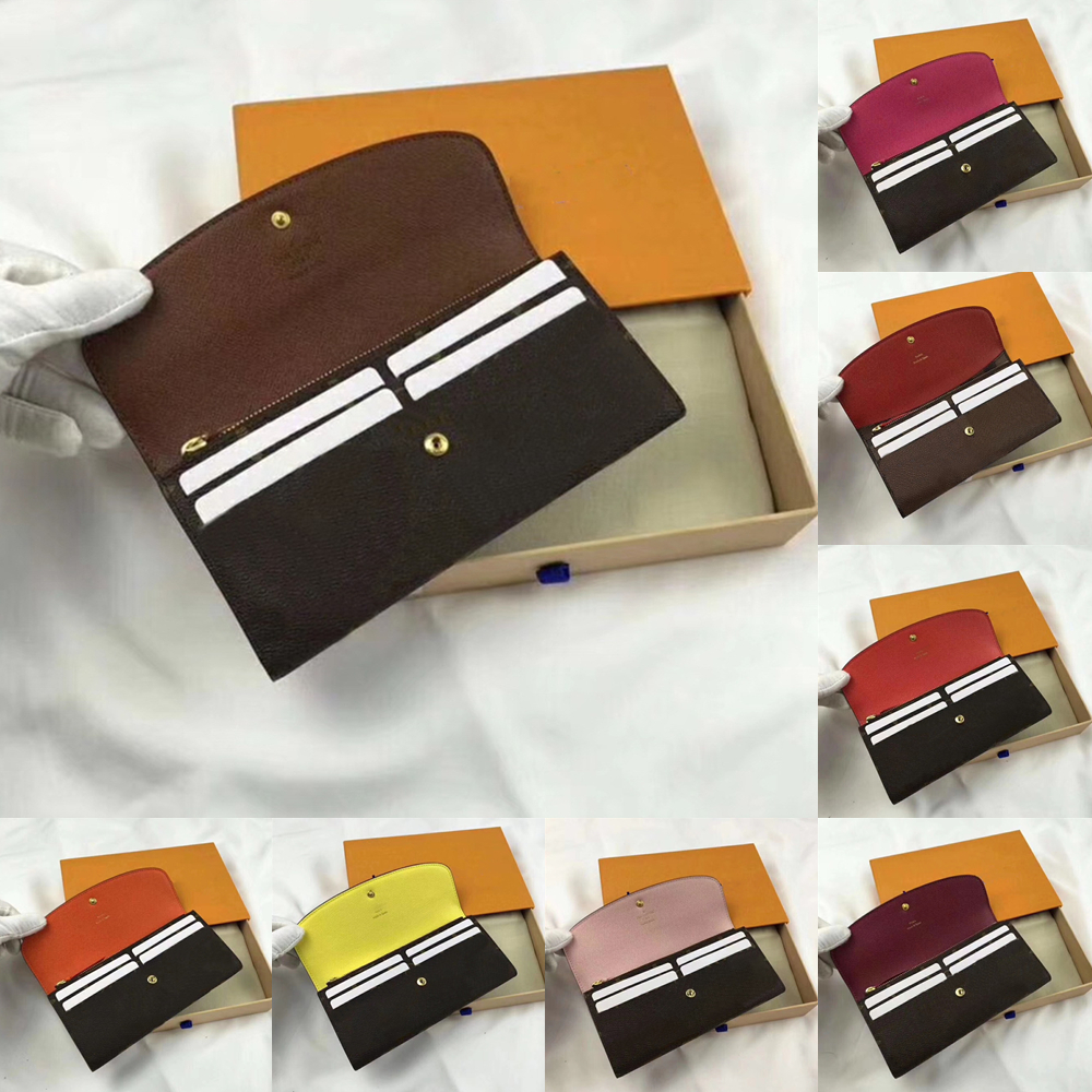 

Top Quality Emilie Josephine Envelope Long Wallets Coin Purse Designer Luxury Cowhide Clutch Bags Women Lady Flap Purses Passport ID Card Bag wholesale, Add box