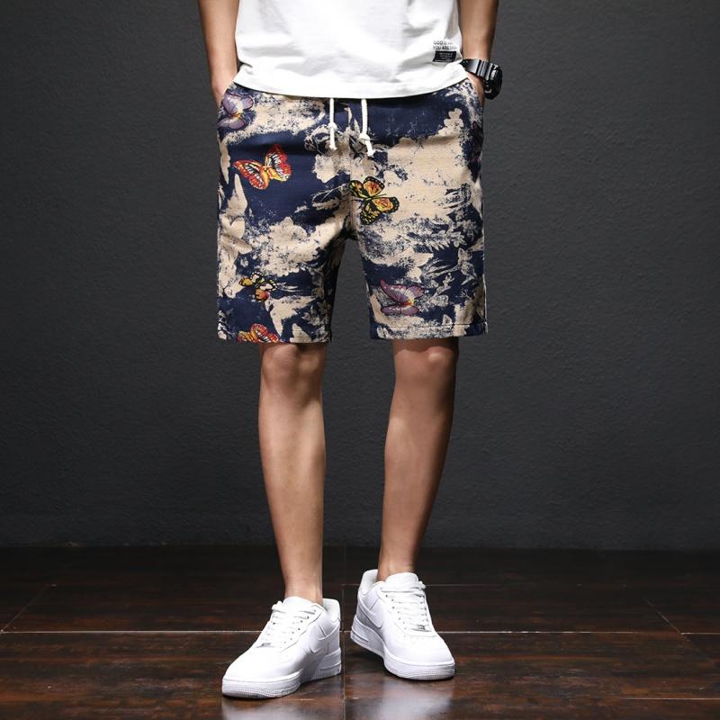 

Men's Shorts Beach Pants Men Retro Ethnic Style Summer Linen Thin Loose Size Five-inch, Multi