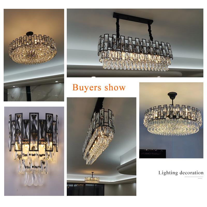 

Shine Cystal Chandelier For Living Room Modern Home Decoration Retangle Kitchen Lighting Led Chandeliers Black Light Lamps