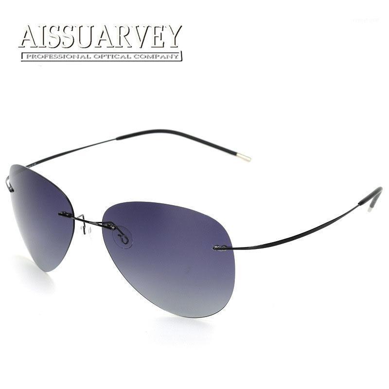 

Sunglasses Men's Women's Rimless Ultra Lgiht Big Designed Brand Pure Titanium Reflection Polarized Men Women Eyewear 76124