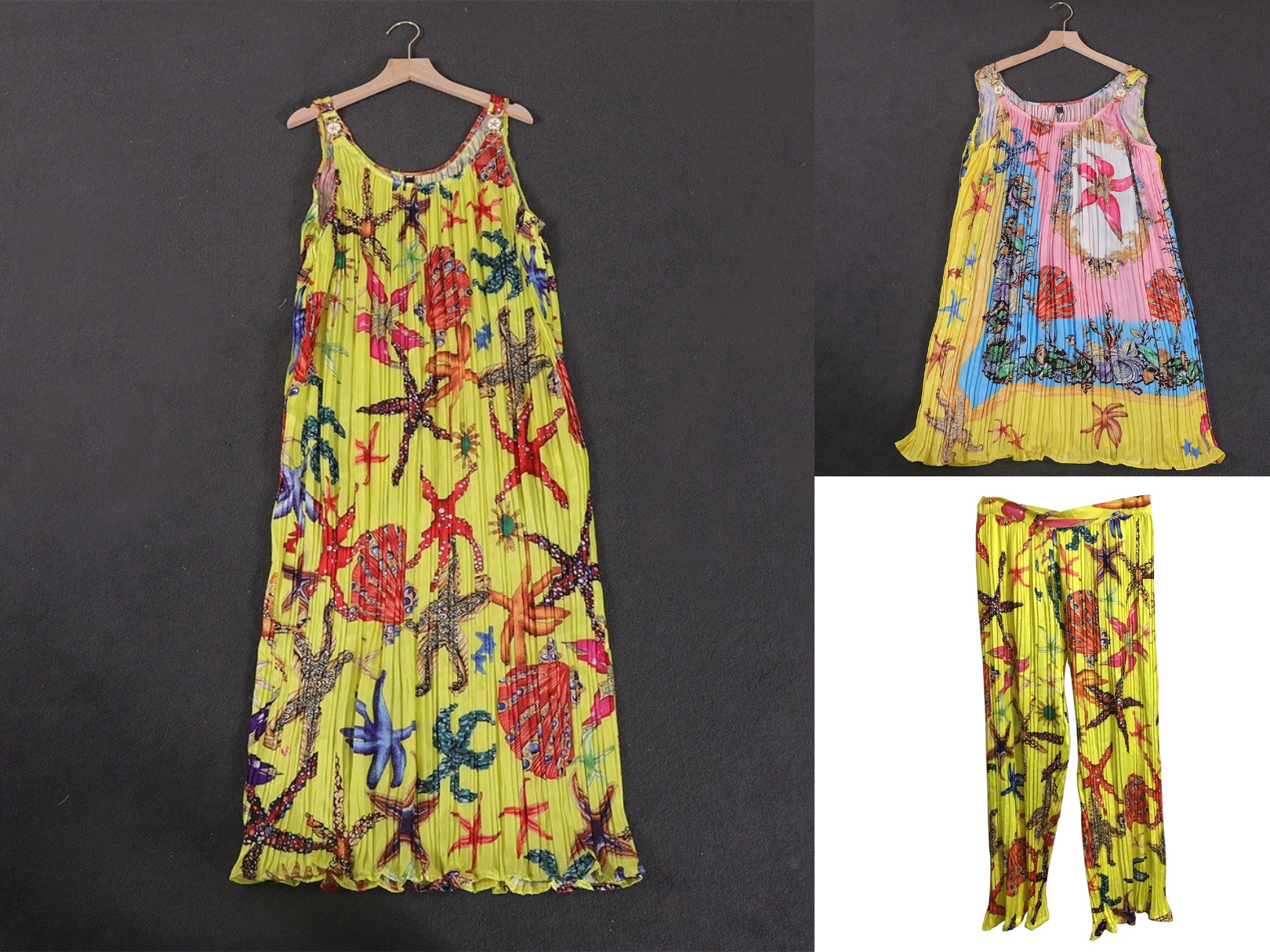 

Baroque starfish print sleeveless pleated dress(and pants), 020210814 pants