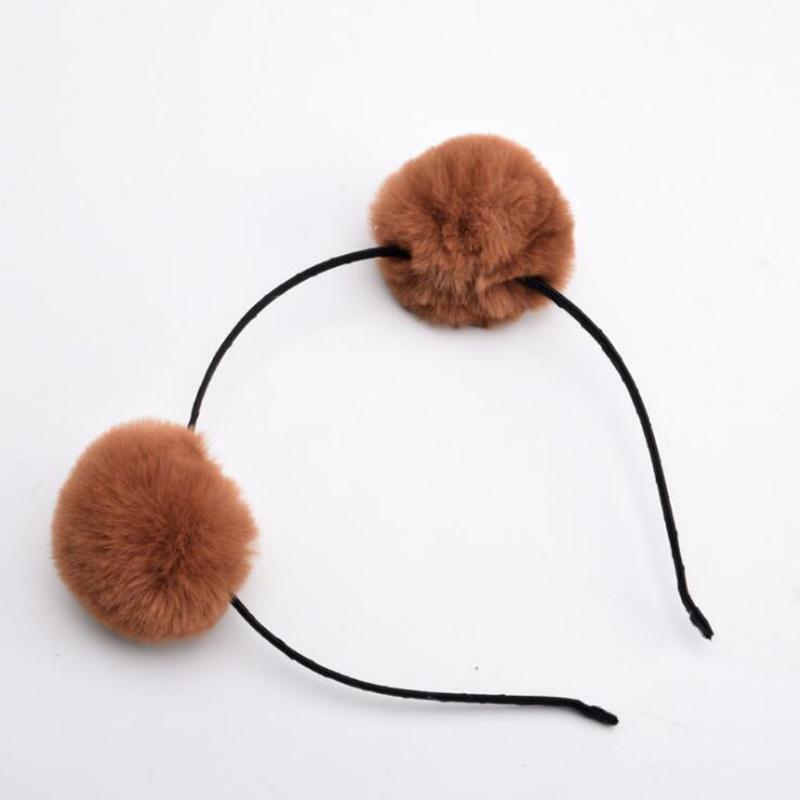 

1 PC Colorful Fluffy Fur Ball Headband Kids Girls Women Princess Headdress Hair Accessories Party Pompon Headwear