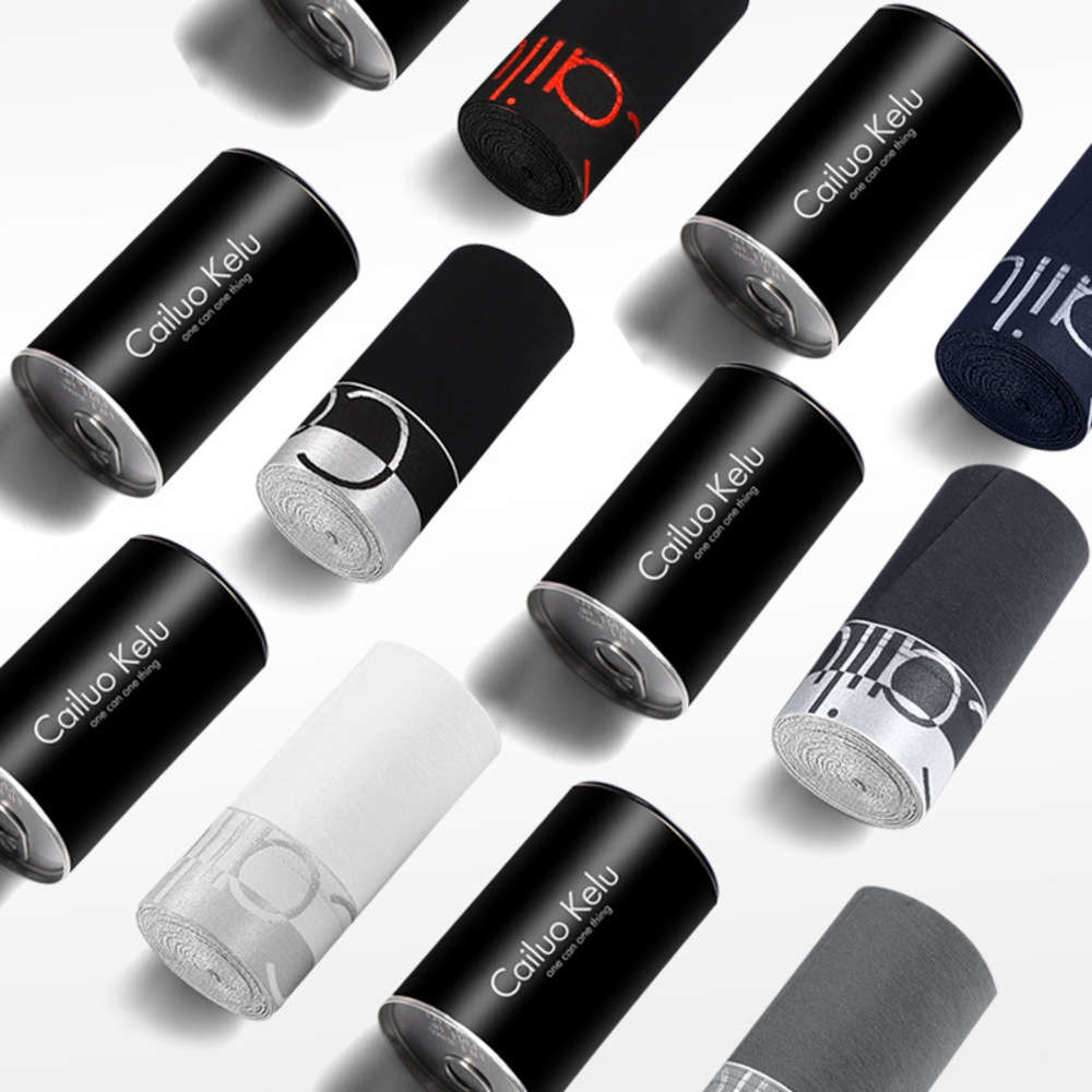 

Single can men's solid color boxer briefs, Black;white