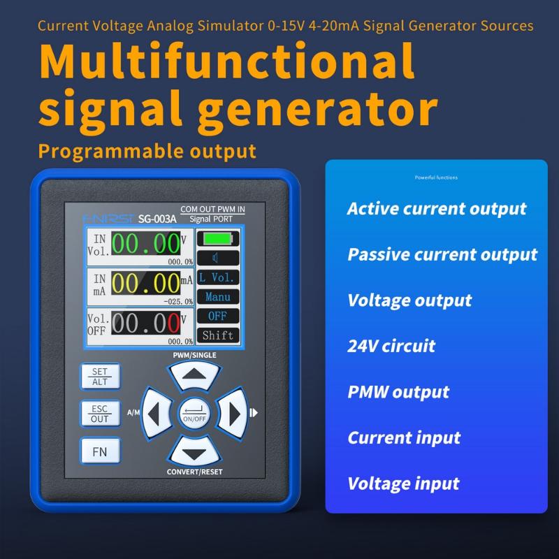 

Meters SG-003A Voltage Current Signal Generator 0~20mAh Simulator Calibrator PWM Analogs Output Source Process Programmable