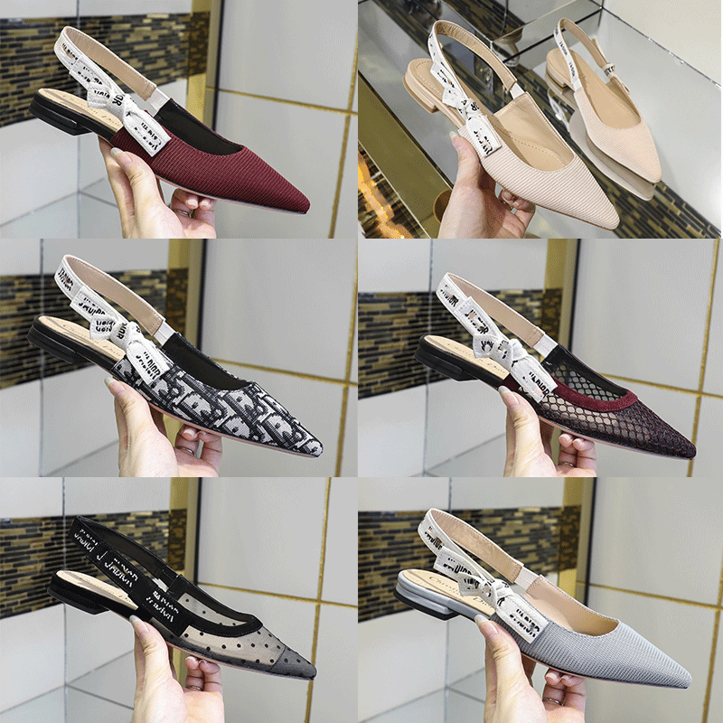 

Letter Bow High Heel Shoes Women Runway Pointed Toe Low Heels Shoe Woman Gladiaor Sandals Lady Brand Design Mesh Flat Sneakers m9JD#, Black